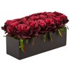 Nearly Natural 6-in Dozen Silk Roses in Ceramic Rectangular Planter - image 3 of 4