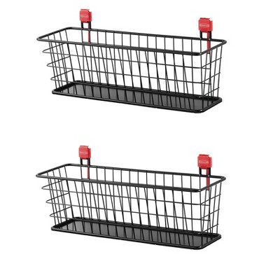 Rubbermaid Easy Installation Wall Mounted Heavy Duty Metal Storage Shed Small Wire Basket Accessory or Tool Organizer, Holds up to 20 Pounds (2 Pack)