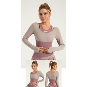 Coolmee Women's Bolero Long Sleeve Top Gym Workout Tops Cropped Yoga Shirt Sportwear - 1 of 3