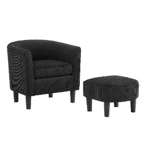 CAVINAS Modern Upholstered Accent Chair with Ottoman, Corduroy Single Sofa Chair, Comfy Armchair for Living Room, Bedroom & Office - 1 of 4