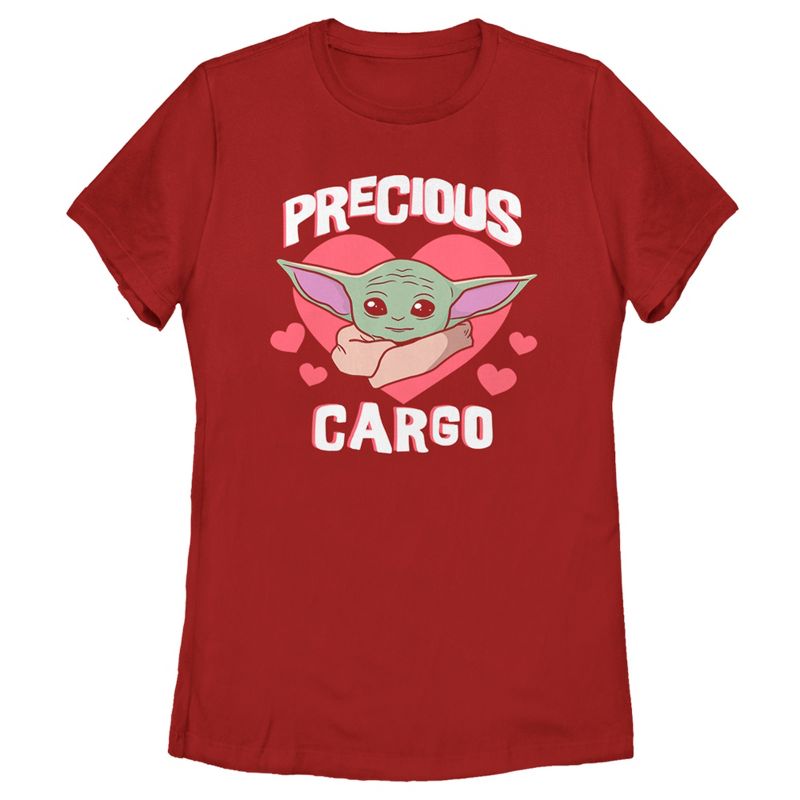 Women's Star Wars The Mandalorian Valentine's Day The Child Precious Cargo T-Shirt, 1 of 5