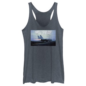 Women's Top Gun Fighter Jet Ready for Takeoff Distressed Racerback Tank Top - 1 of 4