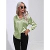 Women's Long - Sleeve Satin - Like Shirt, Stylish and Elegant Button - Down Top for Work and Parties - 2 of 4