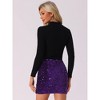 Allegra K Women's Sequin High Waist Stretchy Velvet Sparkle Party Bodycon Mini Skirt - 3 of 4