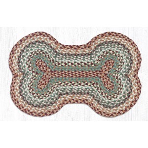 Earth Rugs Large Dog Bone Tread Mat 18"x28", Buttermilk & Cranberry Braided Jute, Rustic Pet Rug for Feeding & Lounging Areas - 1 of 3