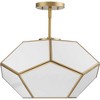 Progress Lighting Latham 3-Light Semi-Flush Mount, Vintage Gold, White Art Glass. Geometric framework with handmade glass. - 2 of 4