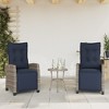 vidaXL Reclining Patio Chairs with Footrest - Set of 2, Adjustable Poly Rattan Loungers, Weather-Resistant & UV-Protected, Easy Clean, Navy Cushions - 2 of 4