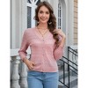 Women's 3/4 Sleeve Summer Crochet Knit Cardigan Button Down Lightweight Comfy Cardigan Tops - 2 of 4