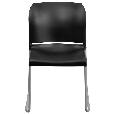 Modern Black Metal Stackable Chair with Polypropylene Seat