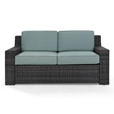 Beaufort Outdoor Wicker Loveseat - Mist - Crosley