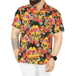 LA LEELA Men's Halloween Costumes Hawaiian Short Sleeve Button Down Shirt Mens Shirt Casual Vacation Summer Caribbean Shirts for Men - 1 of 3