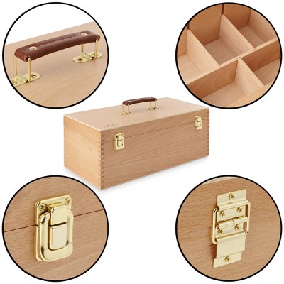 Large Beechwood Artist Tool Box with Drawer and Dividers