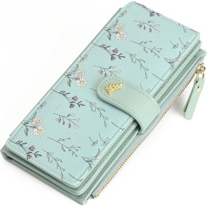 Clotth Floral Vegan Leather Wallet for Women - Large Capacity RFID Blocking Trifold Wallet with 20 Card Slots for Daily Use - 1 of 4