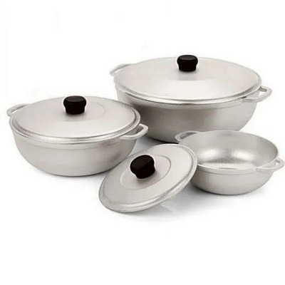 LunaLulink 3Pieces Colombian Cast Aluminum Caldero or Dutch Oven Set with Lid