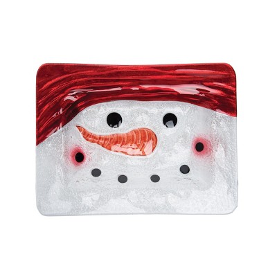 C&F Home Snowman Square Christmas Cookie Glass Plate