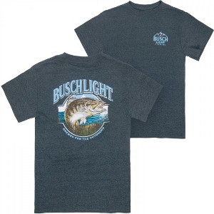 Mens Busch Light Out Fishing Grey Colorway Front and Back Print T-Shirt - 1 of 4