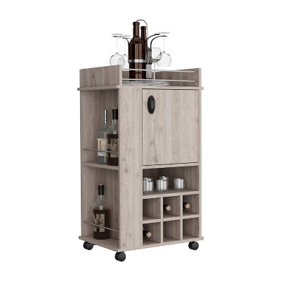 Depot E-Shop Bar Cart with 6 Built-in Wine Rack and Casters