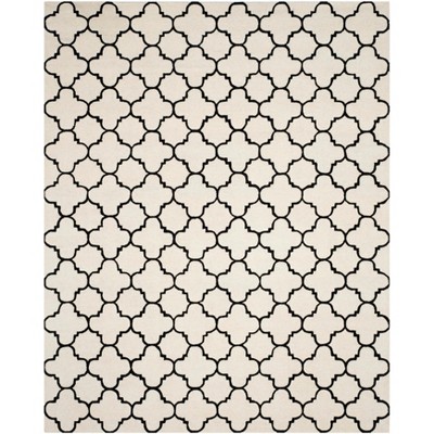 Ivory and Black Hand-Tufted Wool Area Rug