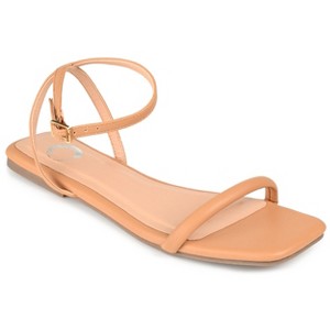Journee Collection Womens Veena Ankle Strap Low Block Heel Sandals Mocha 10 - 1 of 4