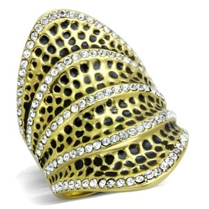 Slickblue Women’s Leopard Print Gold Ring, Clear Synthetic Crystal Accents, Animal Pattern, IP Plated Steel, Sizes 5-10 - 1 of 4