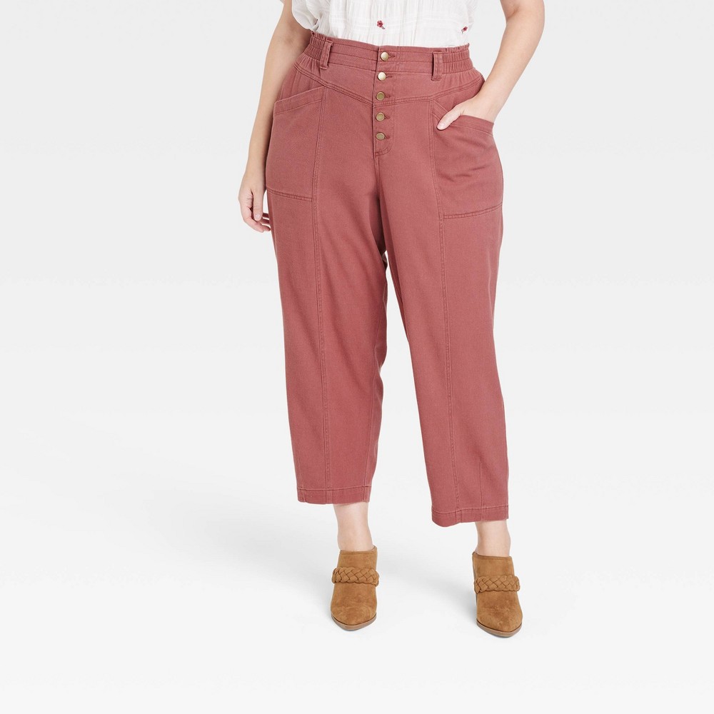 size 3X Women's Plus Size Mid-Rise Tapered Fit Pants - Knox Rose Rose Red 