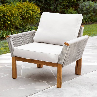 Celadon Indoor/Outdoor Armchair - Natural and White - Aiden Lane