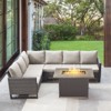 POCASSY All Weather Brown Wicker Outdoor Sectional Sofa with Fire Pit Table, 4PCS Patio Furniture Set with 41" Propane Firepit Table for Outside - 2 of 4