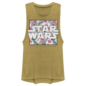 Juniors Womens Star Wars: Episode IV - A New Hope Floral Box Festival Muscle Tee - 1 of 4