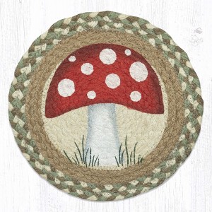 Earth Rugs Suzanne Pienta Mushroom Art Trivet – Handcrafted 10" Round Hot Pad - 1 of 3