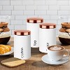 KOVOT Tea Coffee Sugar Canisters Set | 3 Containers with Easy to Open Airtight Lids | White - 2 of 3