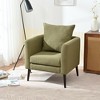 Vynxaria Modern Tub Barrel Accent Chair Circle Fleece Fabric, Wood Legs (275lbs Capacity), Waist Pillow for Back Support - 2 of 4