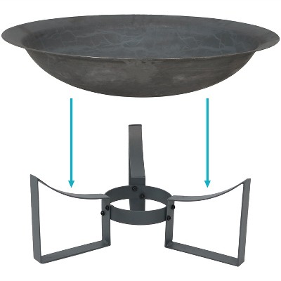 Gray Cast Iron 25" Free-Standing Wood Fire Pit with Stand
