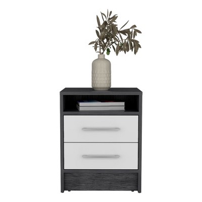 NicBex 15.7 inch Wide Nightstand with 2 Drawers,Modern Side Table with One Open Shelf,Bedside Table for Bedroom,Living Room