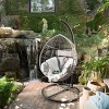 Outdoor Patio PE Rattan Hanging Basket Chair,Metal Hanging Egg Chair with Cushion,Garden Balcony Hammock Swing Chair without Stand-Coolbibila - 3 of 4