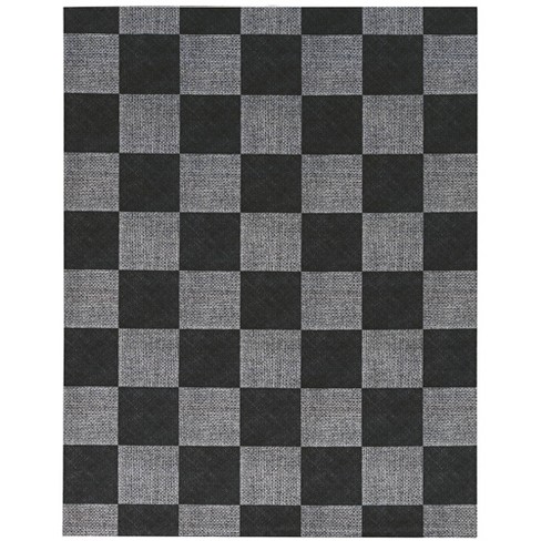 6' x 8' Gingham Outdoor Rug Black/Taupe - Foss Floors