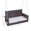 Aghana Digitals 2-Person Outdoor Hanging Swing Bench with Padded Beige Cushion, 550 lbs Capacity, - 2 of 4