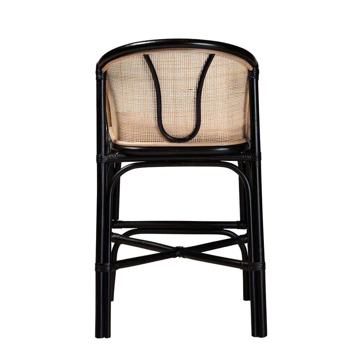 bali & pari Miranda Two-Tone Rattan Counter Height Barstool White/Natural Brown/Black: Polyester Upholstery, No Assembly Required - thumbnail 5