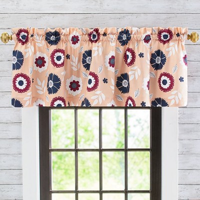 Peach Floral Polyester Rod Pocket Valance