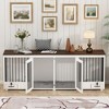 Famapy 86.6" Dog Crate Furniture with Dog Bowl with Room Divider and 2 Large Drawers - 2 of 4