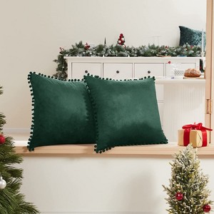 Deconovo Velvet Pom-Pom Throw Pillow Covers 2-Pack, Multiple Sizes - 1 of 4