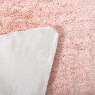 Luxurious Red Hand-Knotted Faux Sheepskin Shag Rug