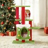 Boersma Multi-Level Cat Climbing Tree with Cozy Condo & Platforms – Indoor Cat Tower Scratching Playhouse, Holiday Green & Red Design - 2 of 4