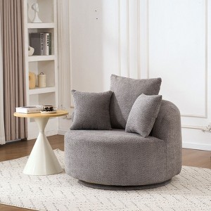 Okak Modern Swivel Chair Upholstered Sofa Chair with 3 Decor Pillows,Accent Barrel Chair for Living Room, Bedroom, Office - 1 of 4