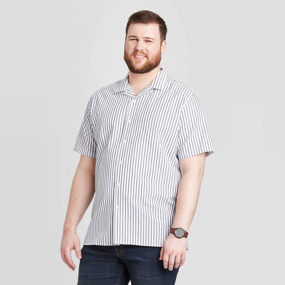 Men's Big & Tall Standard Fit Short Sleeve Seersucker Camp Shirt - Goodfellow & Co True White Stripe 2XBT was $19.99 now $12.0 (40.0% off)