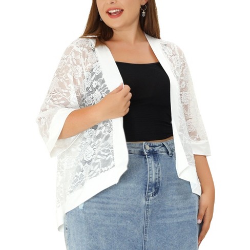 Ladies white lace cardigan sale