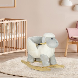 Whisen Baby Rocking Horse Sheep, Plush Lamb Rocker, Rocking Animal with Seat Belt, Sounds & Pedals for Kids 1-3 Years - Gray - 1 of 4