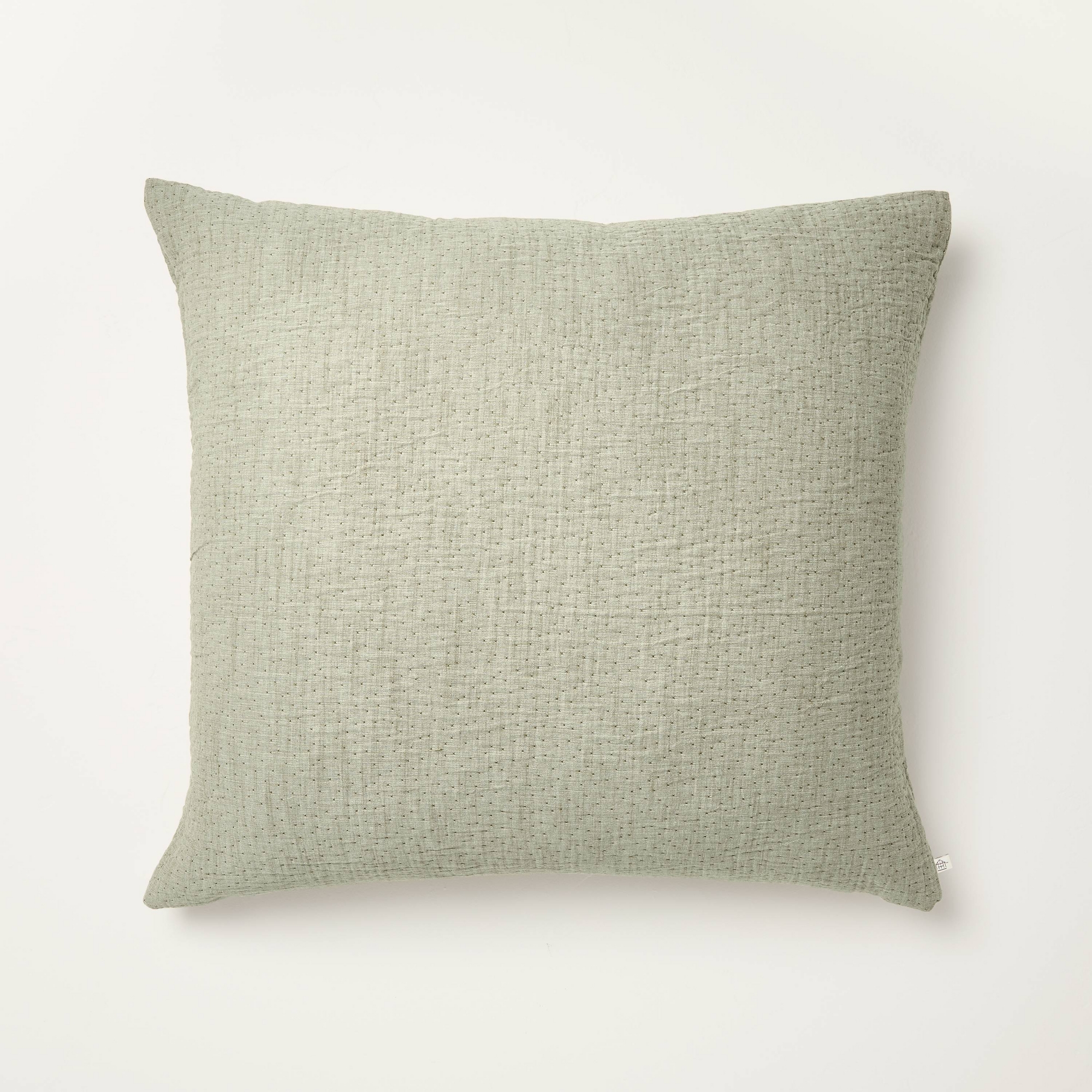 26"x26" Gauze Stitch Pin Dot Euro Throw Filled Pillow Green - Hearth & Hand™ with Magnolia