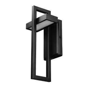 Globe Electric 12W LED Integrated Matte Black Outdoor Wall Sconce: ETL Listed, Dimmable, Metal Body - 1 of 4