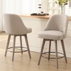 Bekrvio 26" Counter Height Swivel Bar Stools Set of 1/2/3/4–Mid-Century Barstools with Backs, Linen Upholstered & Wood Legs, for Kitchen Island - 3 of 4