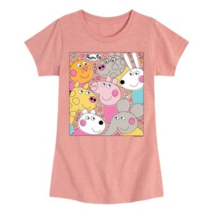 Girls' - Peppa Pig - Suzy Emily Rebecca Candy Gerald Pedro Fitted Short Sleeve Graphic T-Shirt - 1 of 4